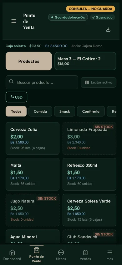 POSi en el teléfono: el punto de venta con las cuentas abiertas